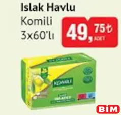 KOMİLİ ISLAK HAVLU 3X60'LI